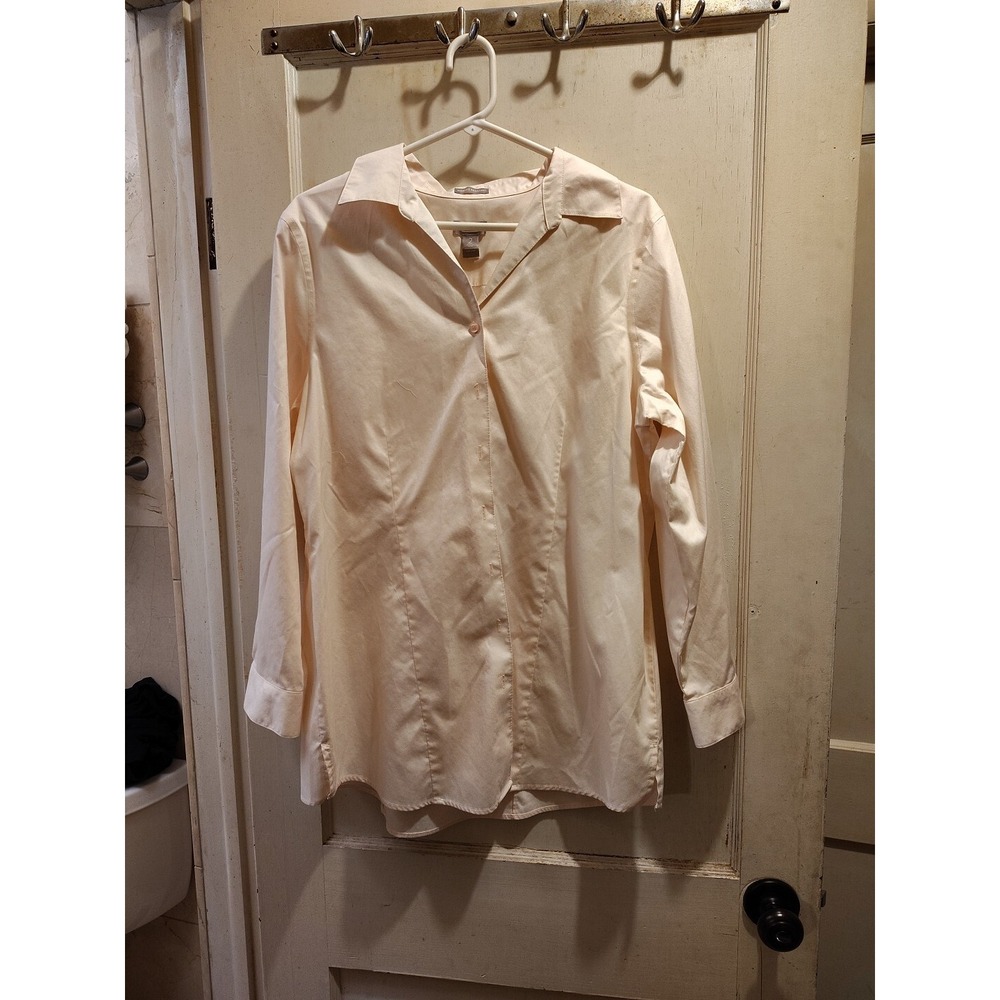 Chico's Size 2 Pink 100% Cotton Shirt Top Blouse Women Stylish Cut Modern